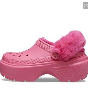 CROCS Pink Fuzzy Lined Clogs